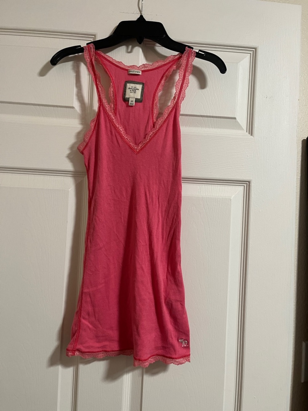 Abercrombie & Fitch Hot Pink Lace-Trim Racerback Tank